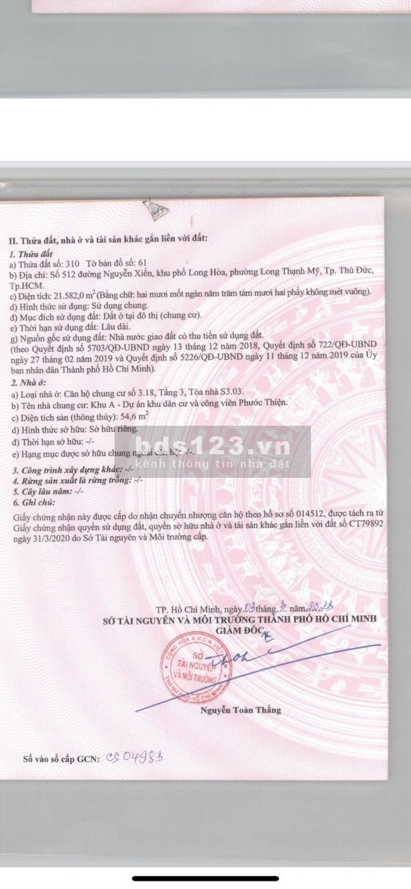List căn 2PN Vinhomes Grand Park, có sổ hồng 2.1 tỷ. Liên hệ 0908 006 009