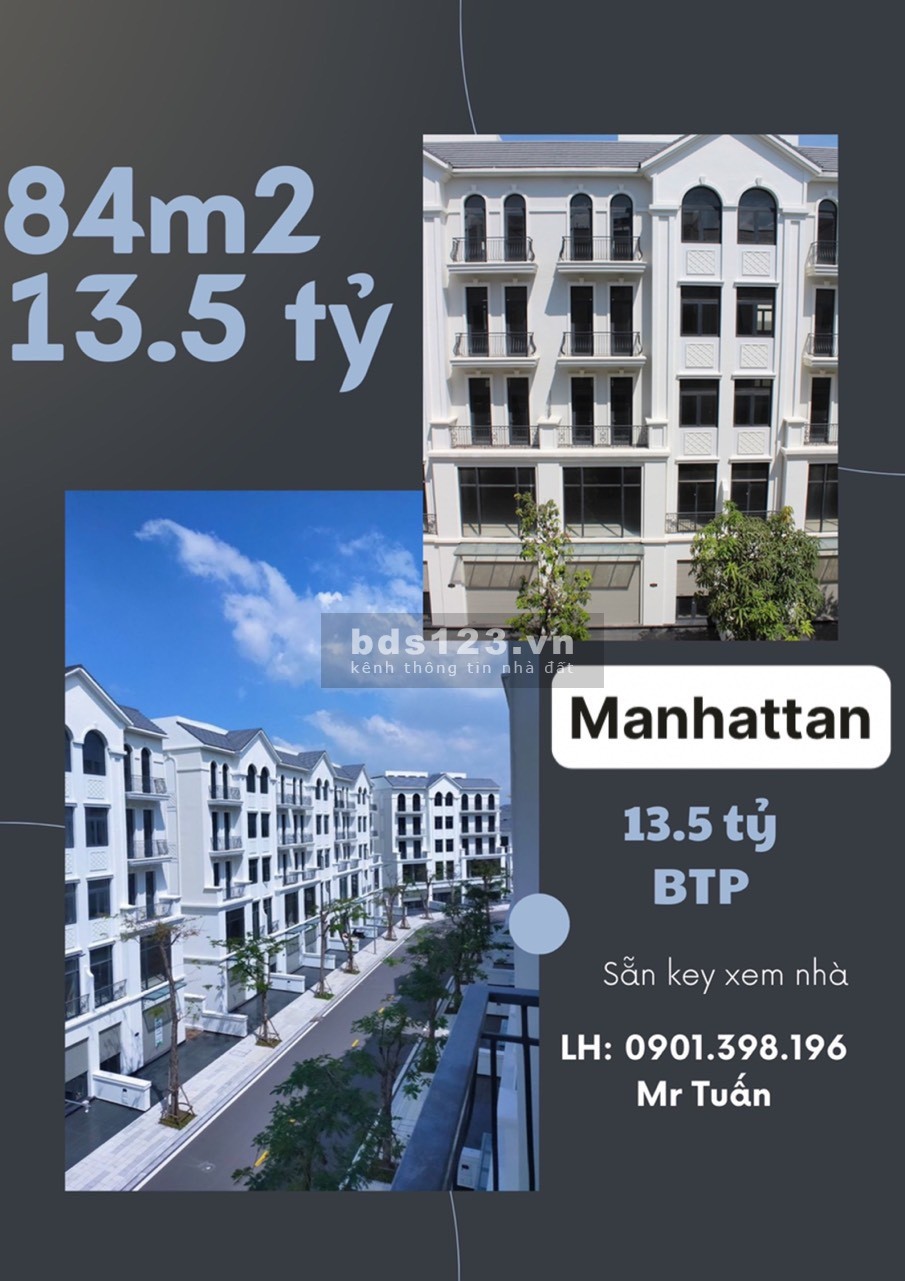 Bán nhà phố 84M2 Manhattan - Vinhomes Grand Park quận 9 hoàn thiện 14.5 tỷ BTP