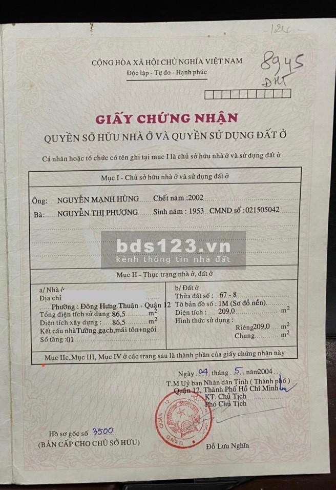 Bán nhà 6 căn mặt tiền ĐHT39, P. Tân Hưng Thuận, Q12 đang cho thuê