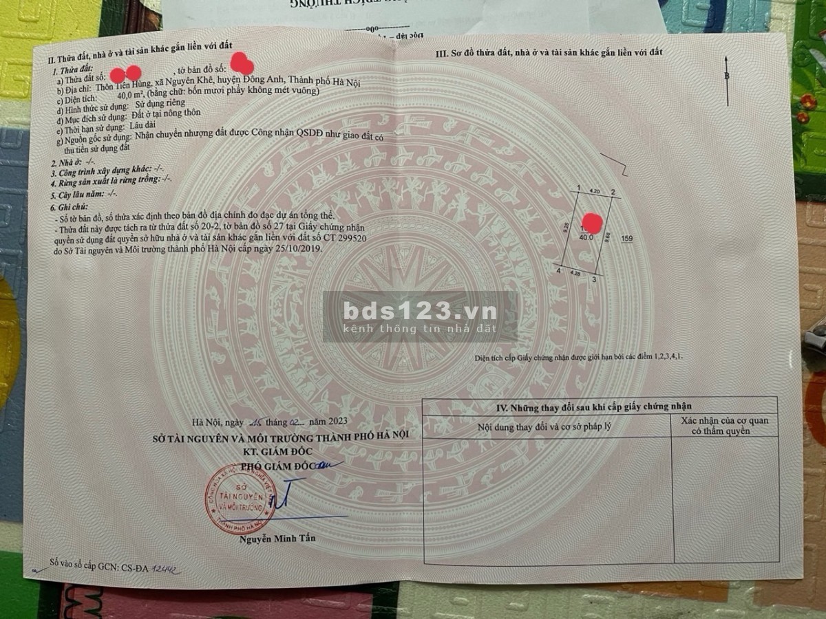 Bán đất chính chủ Nguyên Khê Đông Anh Hà Nội