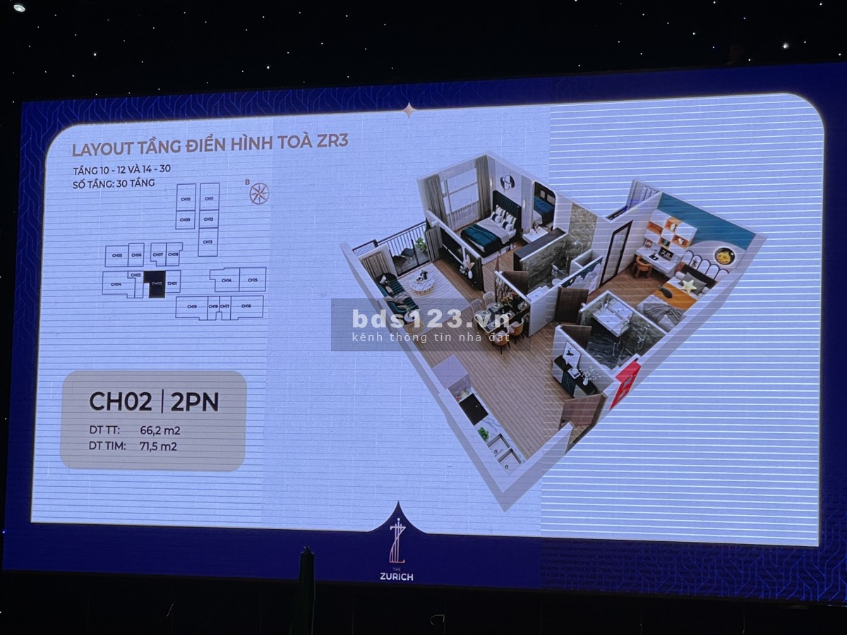 Bán từ móng căn 2 Ngủ view hồ San Hô đẹp nhất Zurich 3 chiết khấu 4% GTCH cho 100 khách đầu tiên