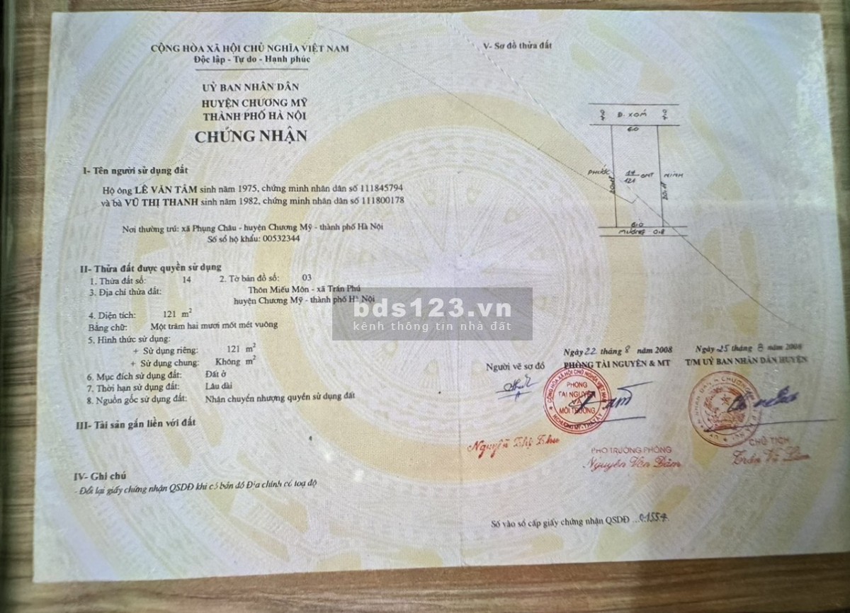Siêu Phẩm Trần Phú, Chương Mỹ. Diện tích 121m2 mặt tiền 6m