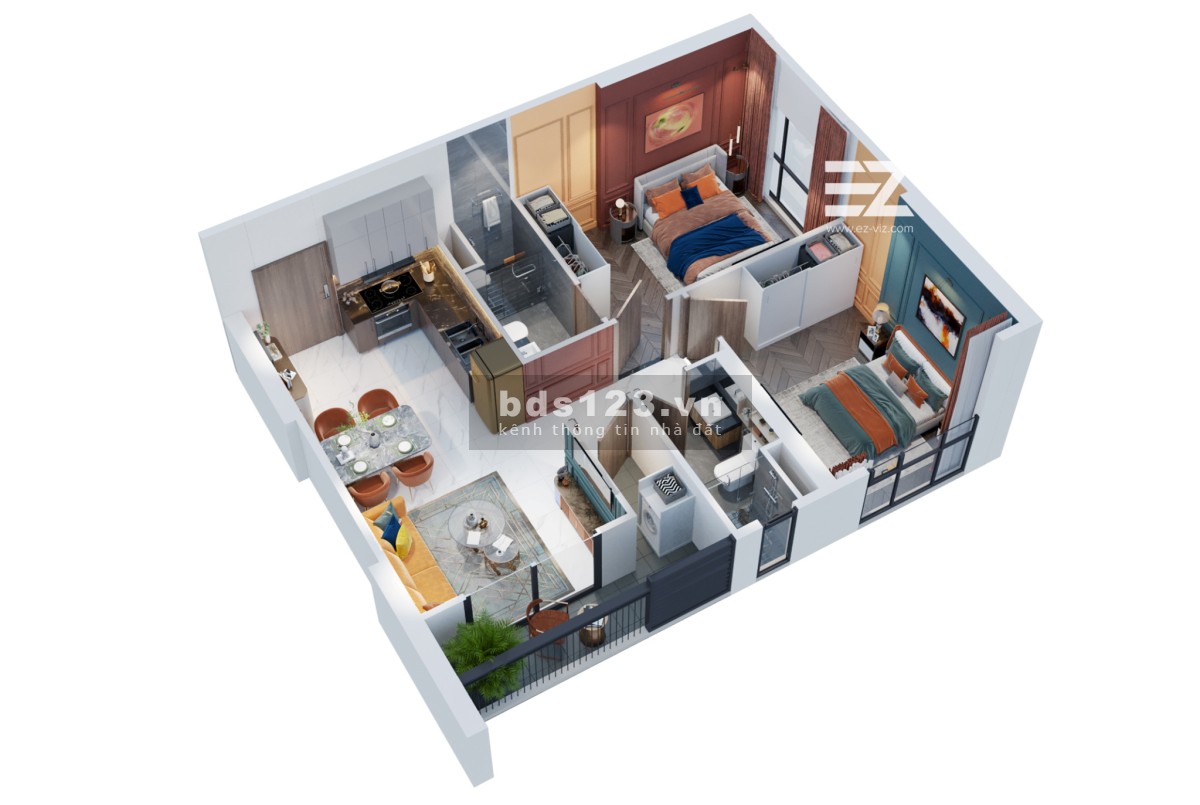 Bán Căn hộ 3 phòng ngủ diện tích 81m2 thiết kế 3PN 2WC, lô góc, các phòng đều thoáng.