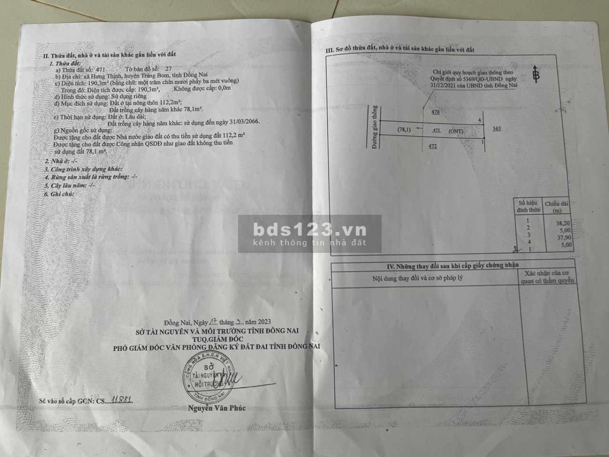 Cần bán gấp MT kinh doanh 20 Hưng Thịnh, Trảng Bom, Đồng Nai, giá chỉ 1TY550