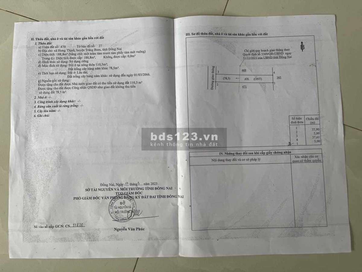Cần bán gấp MT kinh doanh 20 Hưng Thịnh, Trảng Bom, Đồng Nai, giá chỉ 1TY550