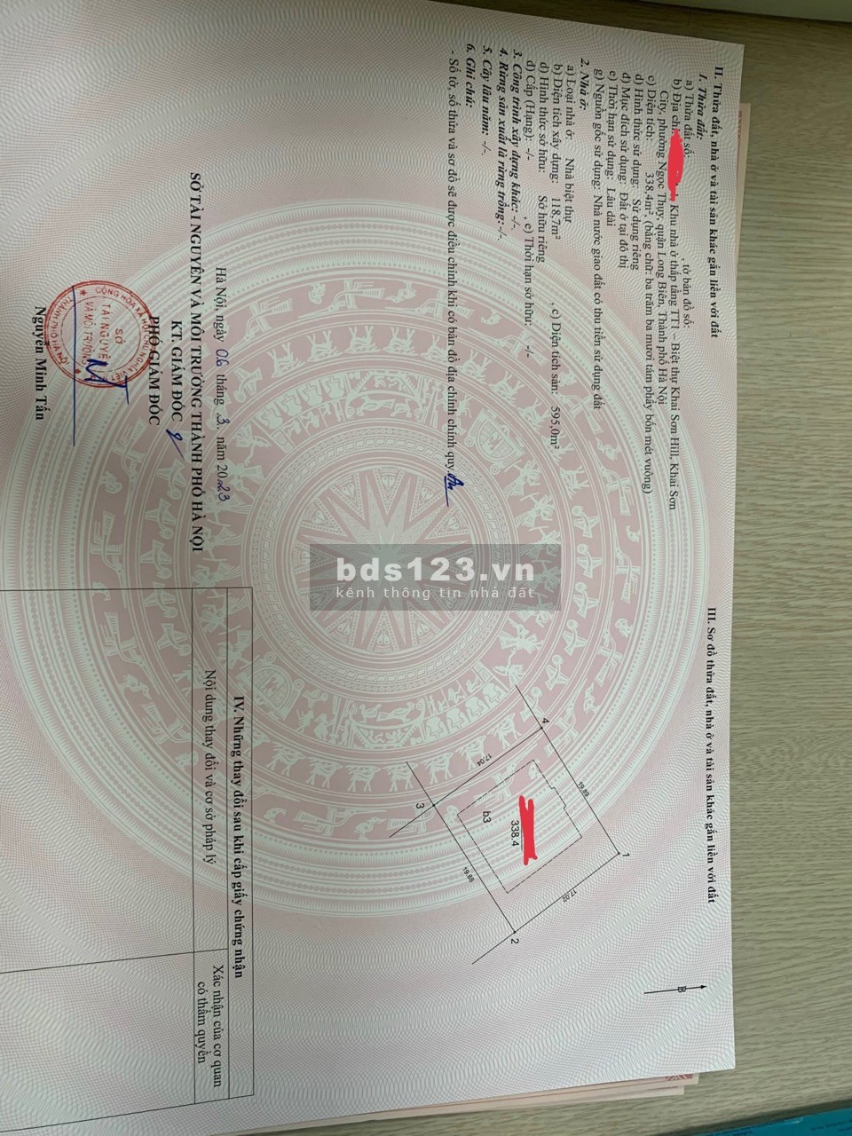 Cần bán gấp căn góc Biệt thự Đơn lập Khai Sơn Hill Long Biên, sẵn sổ đỏ sang tên 338m2