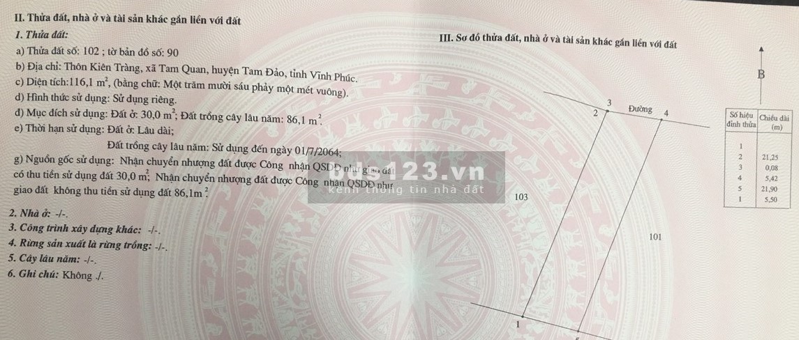 Bán đất tại Tam Quan, Tam đảo, Vĩnh Phúc, gần ĐT 309, KCN Tam Dương I, II, III