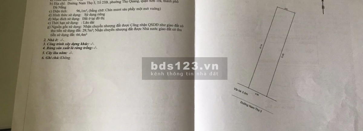 Bán đất đường Nam Thọ 3 phường Thọ Quang, Sơn Trà, Đà Nẵng