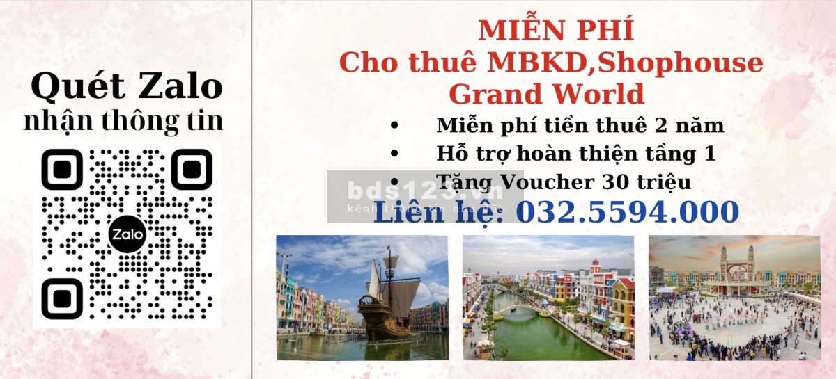 Cho thuê Shophouse miễn phí 2 năm tại Mega Grand World HN - Hotline: 032.5594.000