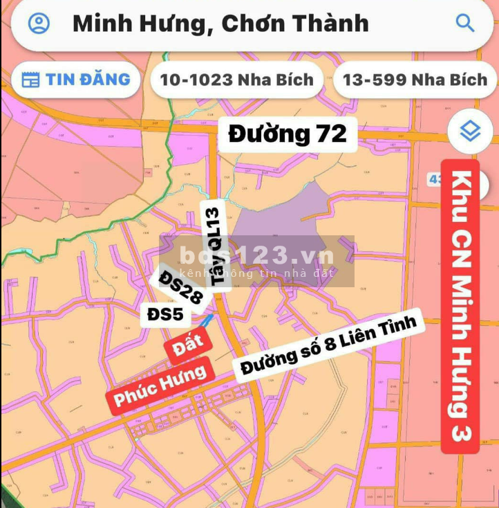 Đất ngộp diện tích 5x65x50 gần thị xã Chơn Thành, sổ sẵn