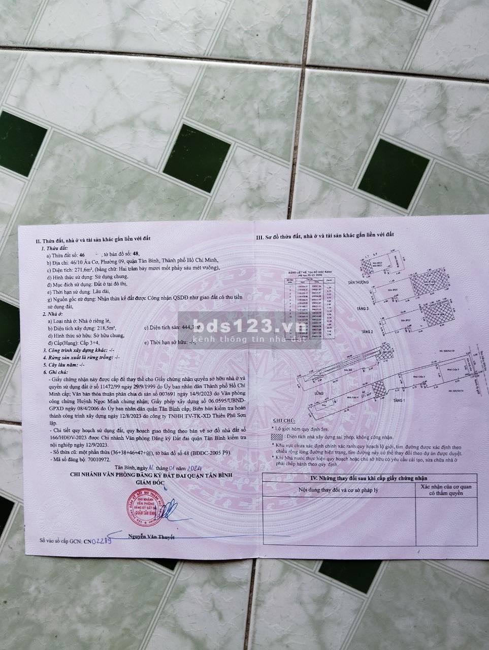 Chính chủ cần bán nhà 46/10 đường Âu Cơ, Phường 9, quận Tân Bình