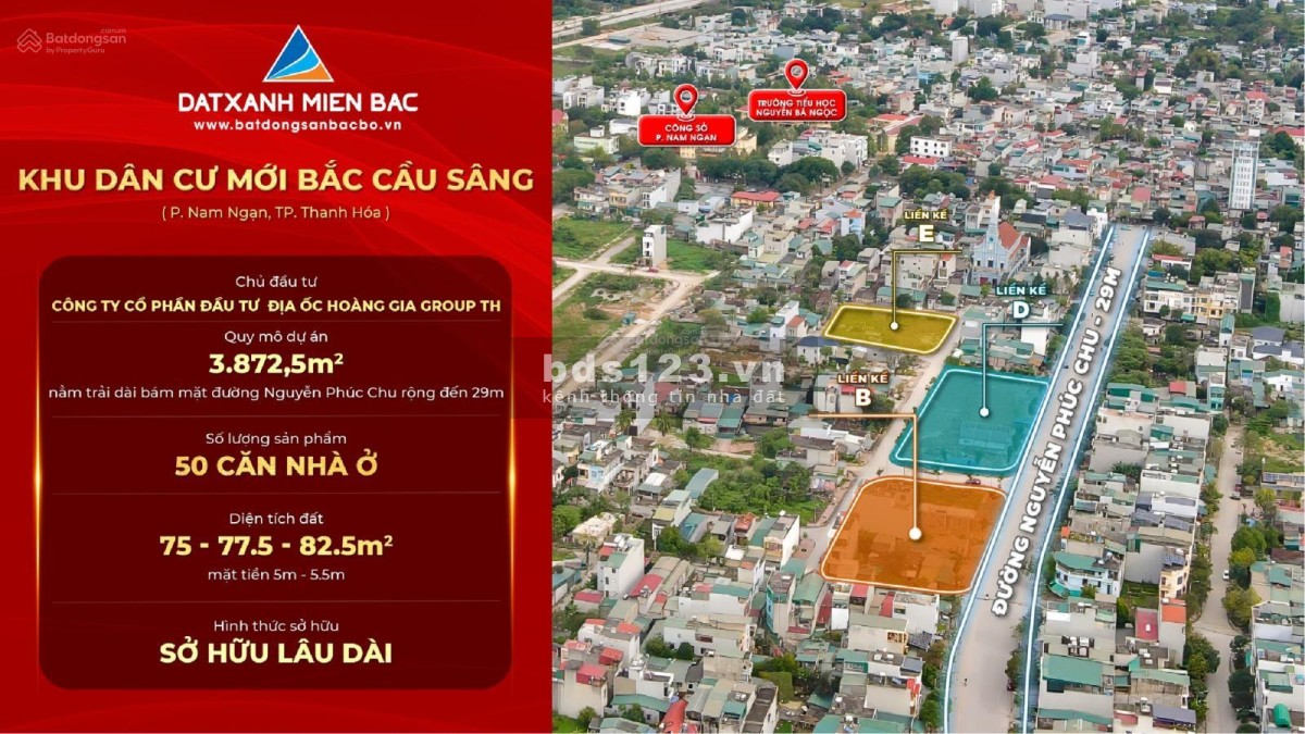 Bán đất trung tâm TP Thanh Hóa, giá chỉ 1.8 tỷ, diện tích 75M2 (5x15)