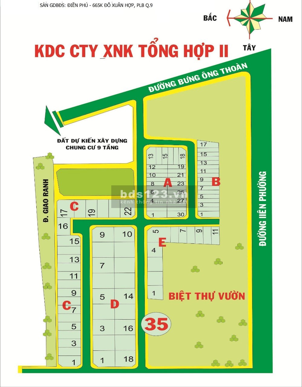 Bán đất dự án Xuất Nhập Khẩu Tổng hợp 2 đường Bưng Ông Thoàn quận 9