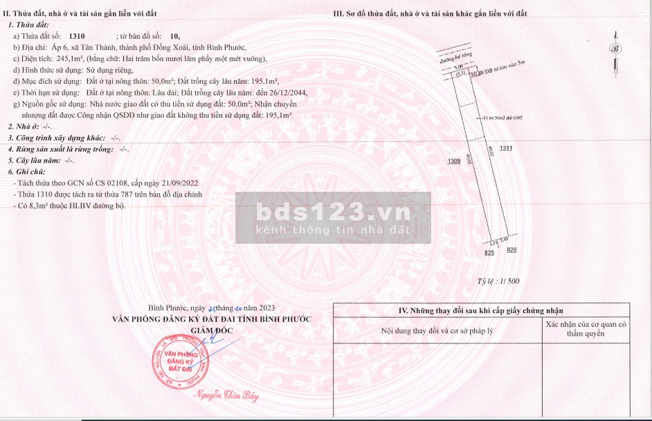 Kẹt ngân hàng cần bán gấp đất trung tâm Thành Phố Đồng Xoài, Bình Phước chỉ 6xxtr/250m2