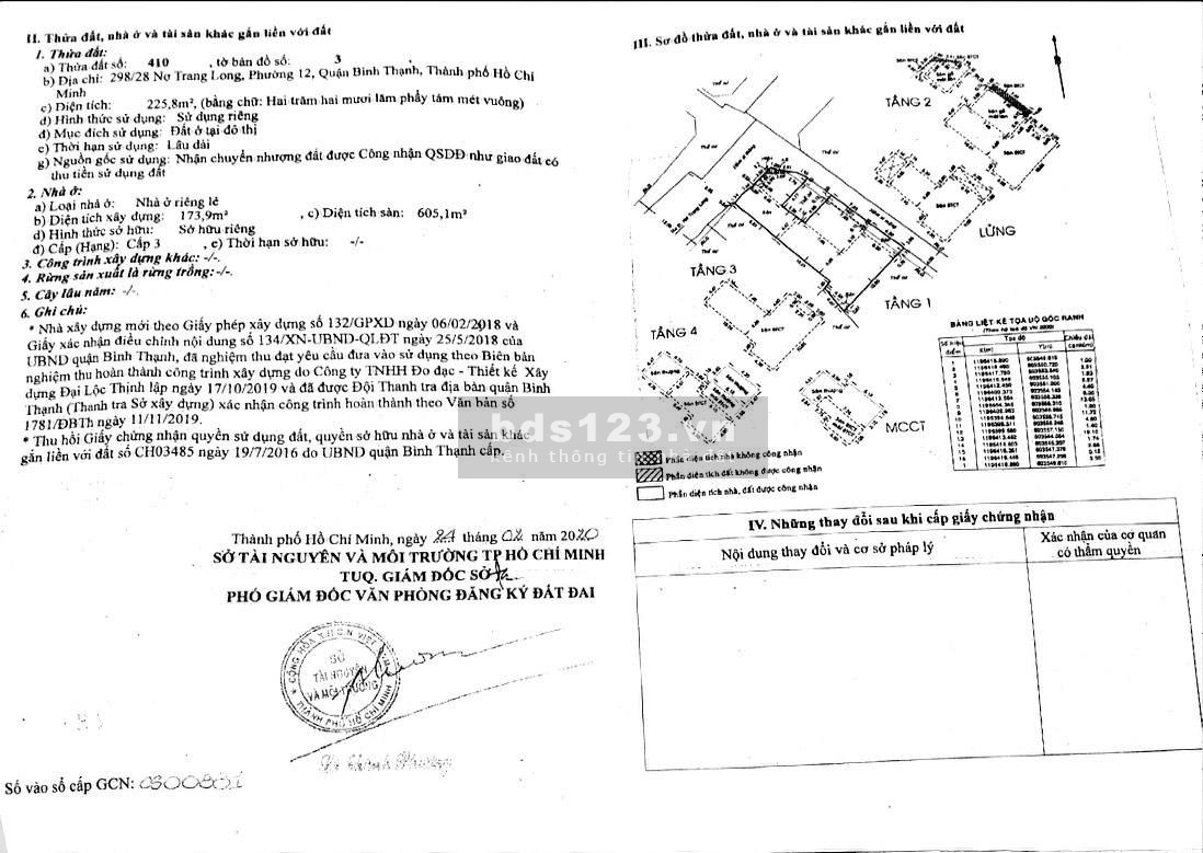 Chính chủ cần bán nhà (Hẻm xe hơi) - Quận Bình Thạnh 094.578.3381