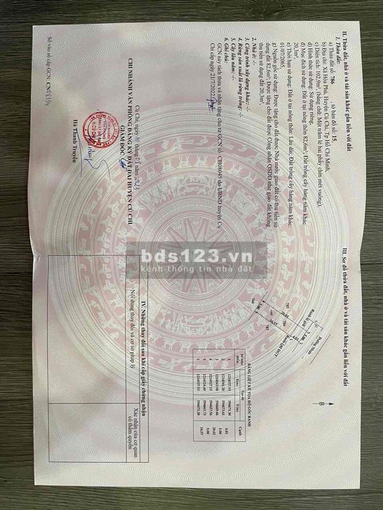Ngân hàng OCB thanh lí lô đât xã Hòa Phú, Củ Chi chỉ 220 triệu