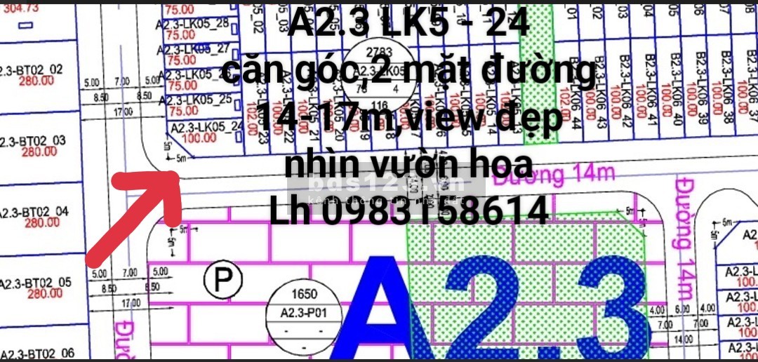 Chính chủ cần bán gấp A2.3 KĐT Thanh Hà