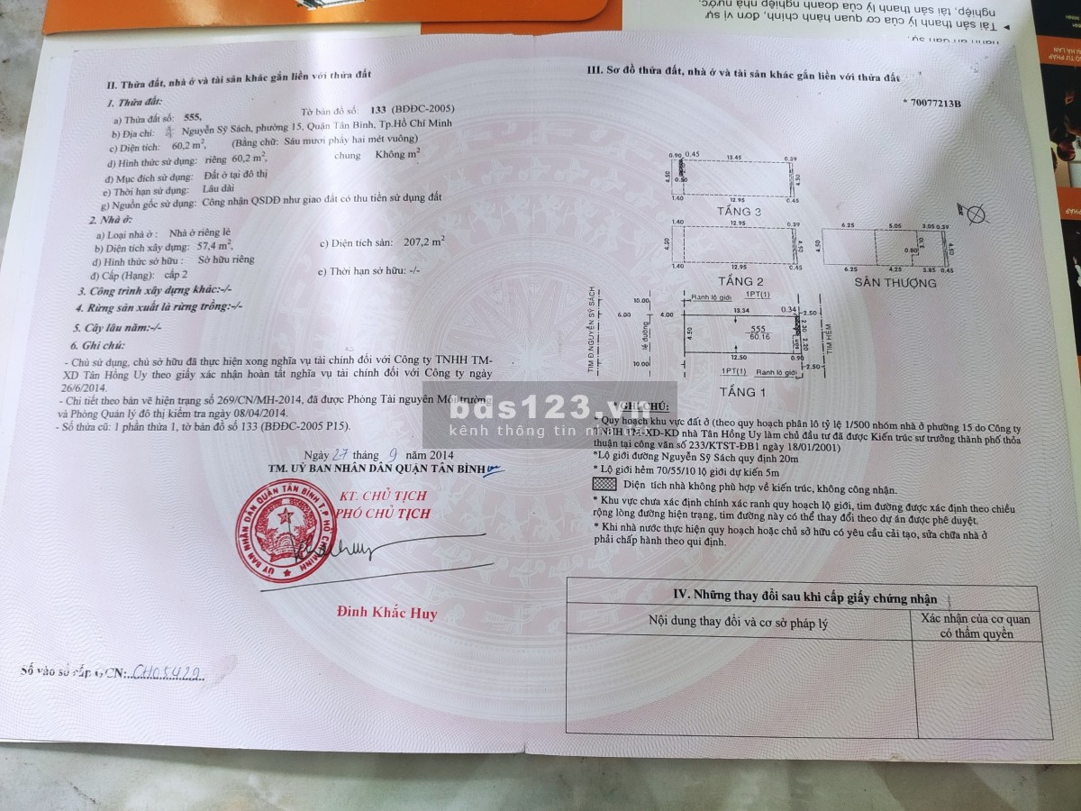 Chính chủ bán gấp nhà mặt tiền Nguyễn Sỹ Sách, P15 Q. Tân Bình - Giá cả thương lượng