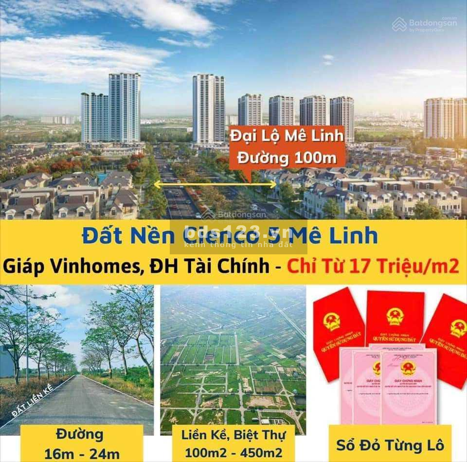 Cần bán đất nền trục chính khu A dự án KĐT Cienco5 Mê Linh, Hà Nội