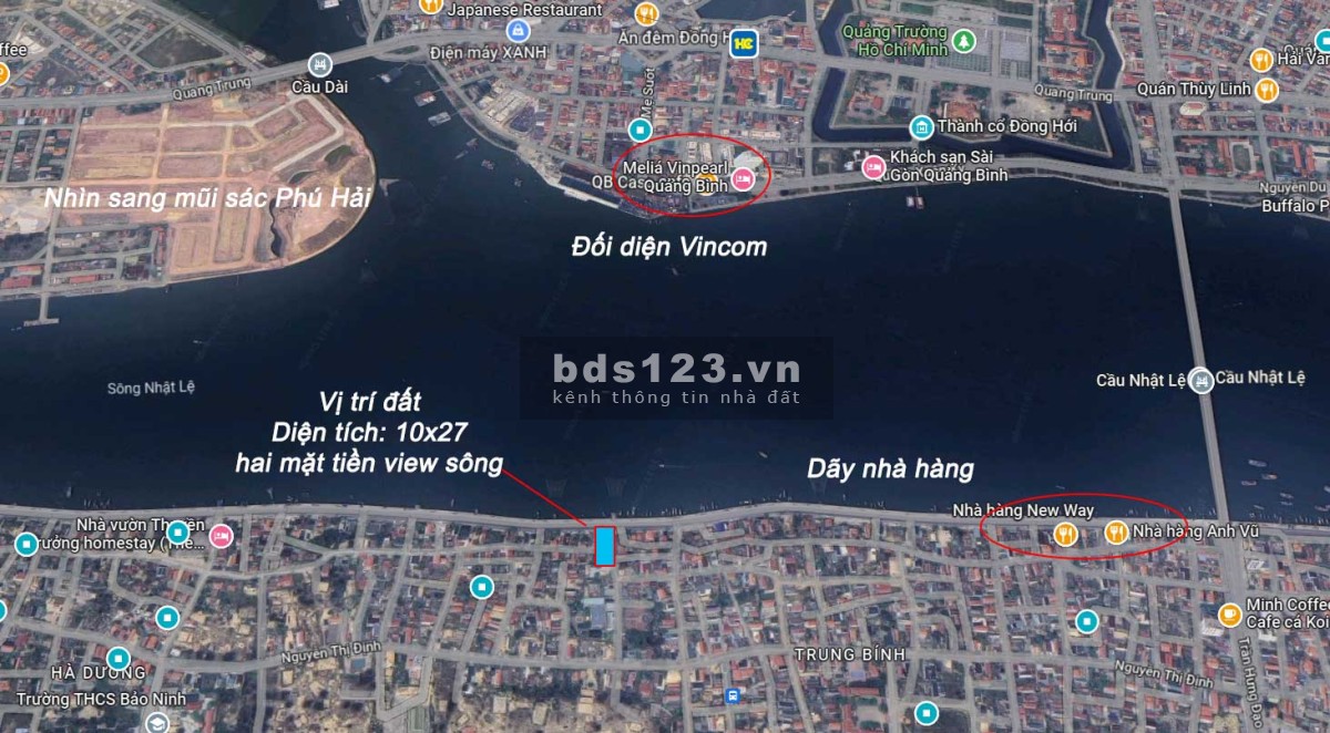 Bán lô đất vip trung tâm tp Đồng Hới bờ kè view sông Nhật Lệ đối diện VIncom QB