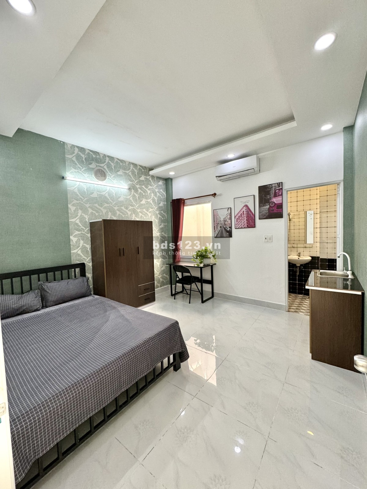 Phòng mới 100% đang hoàn thiện. Không gian thoáng mát. Sát CV Gia Định