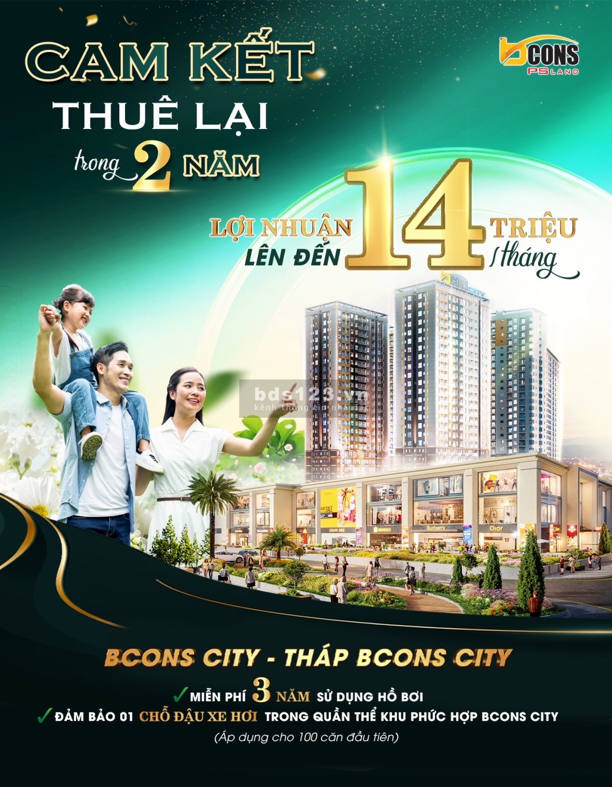 Bcons Làng Đại Học căn 2pn/2wc, cam kết thuê lại 14tr/tháng sau khi nhận nhà