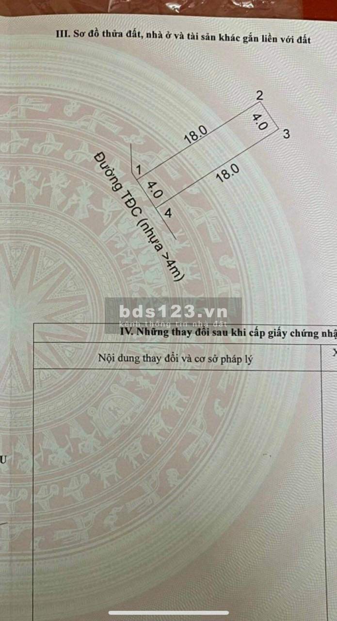 Bán lô tái định cư tân hoà xã tân hoà QL51