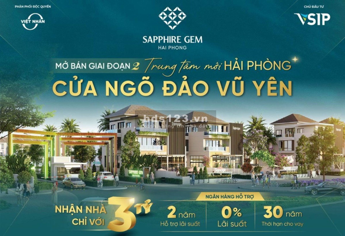 Bán nhà phố liền kề Sapphire Gem Vsip giá chỉ với 39tr/m2 - Tâm điểm bất động sản Hải Phòng