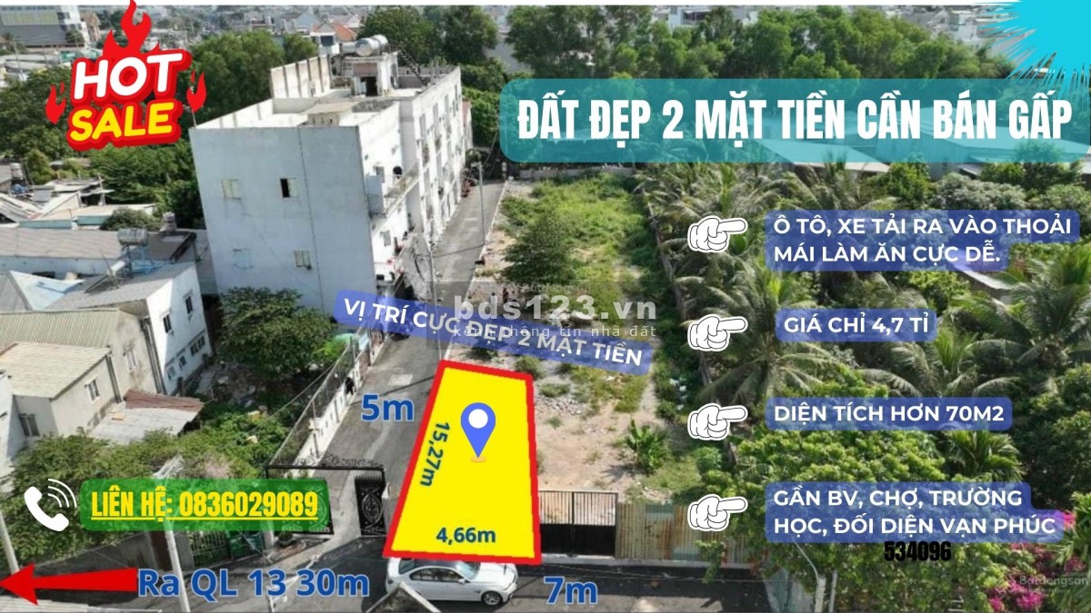 Đất cực rẻ 2 mặt tiền Hiệp Bình Phước - Giá siêu hời! Chỉ 4,7 tỷ đồng. ️ Liên hệ: 0836029089
