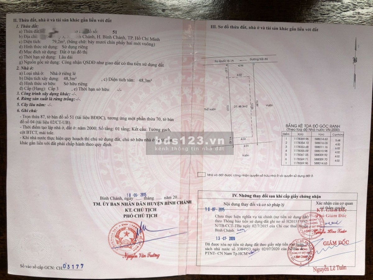 Chính chủ ngộp bán gấp đất chợ Bình Chánh 80m giá 970tr hỗ trợ vay 70%