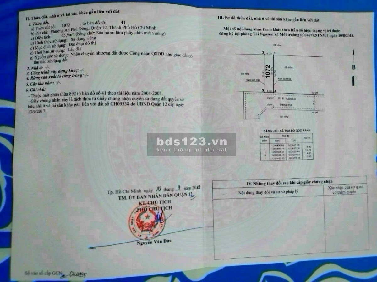 Bán đất hẻm 92 Rạch Gia đường Vườn Lài gần chung cư An Phú Đông, KDC an ninh DT 4x22m hơn 4 tỷ