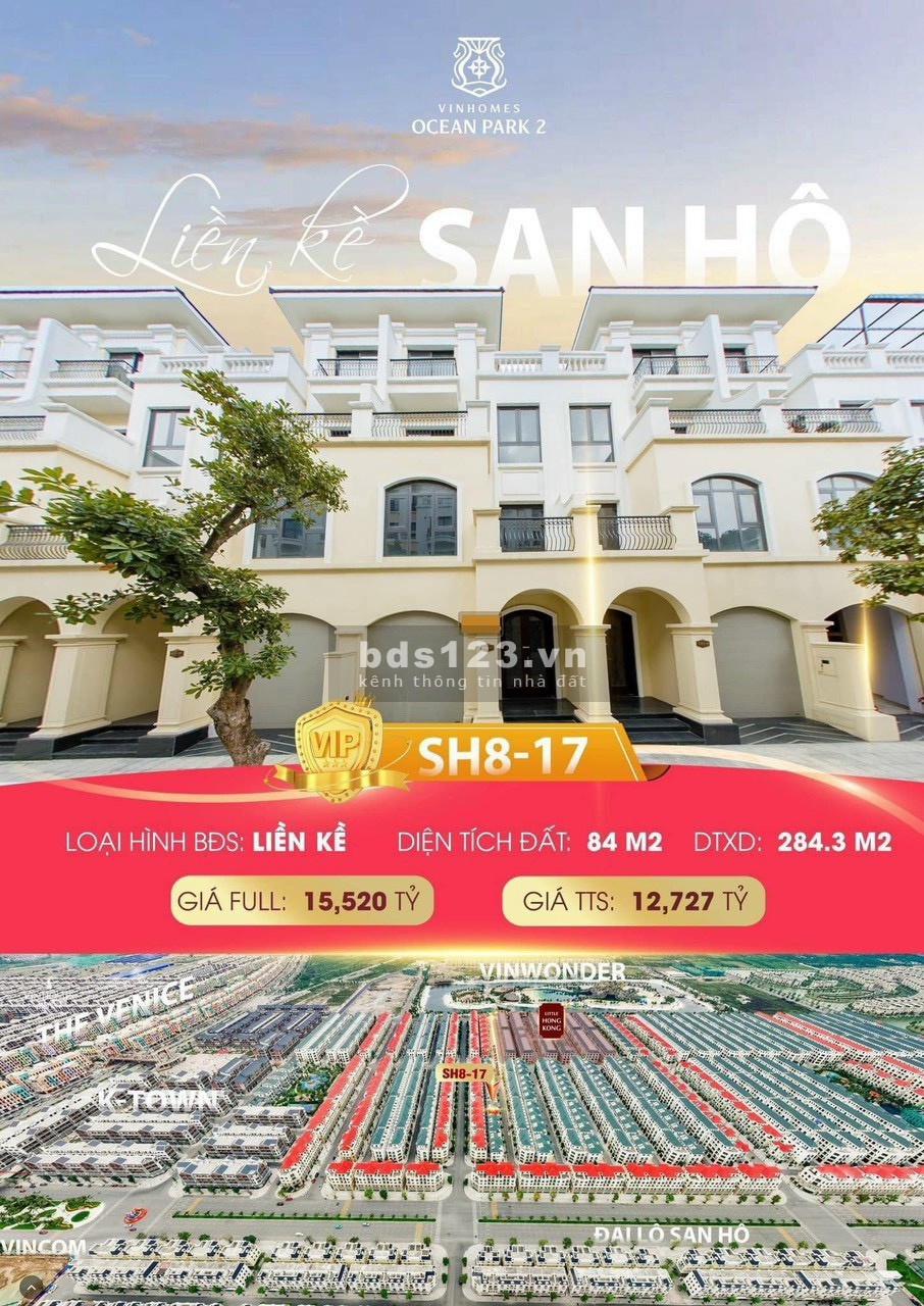 Bán BTLK 84m SH8 trung tâm gần phố Hàn, phố Trung, biển hồ tạo sóng Vinhomes OCP2 nhỉnh 12 tỷ