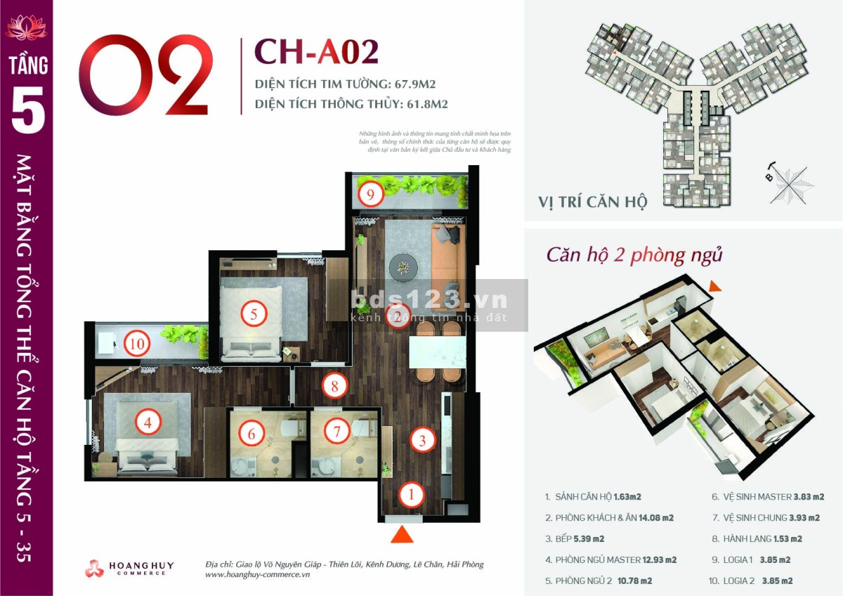 Bán căn Góc 2 ngủ view 3 góc chiết khấu lên đến 1 tỷ tại dự án Hoàng Huy Commerce
