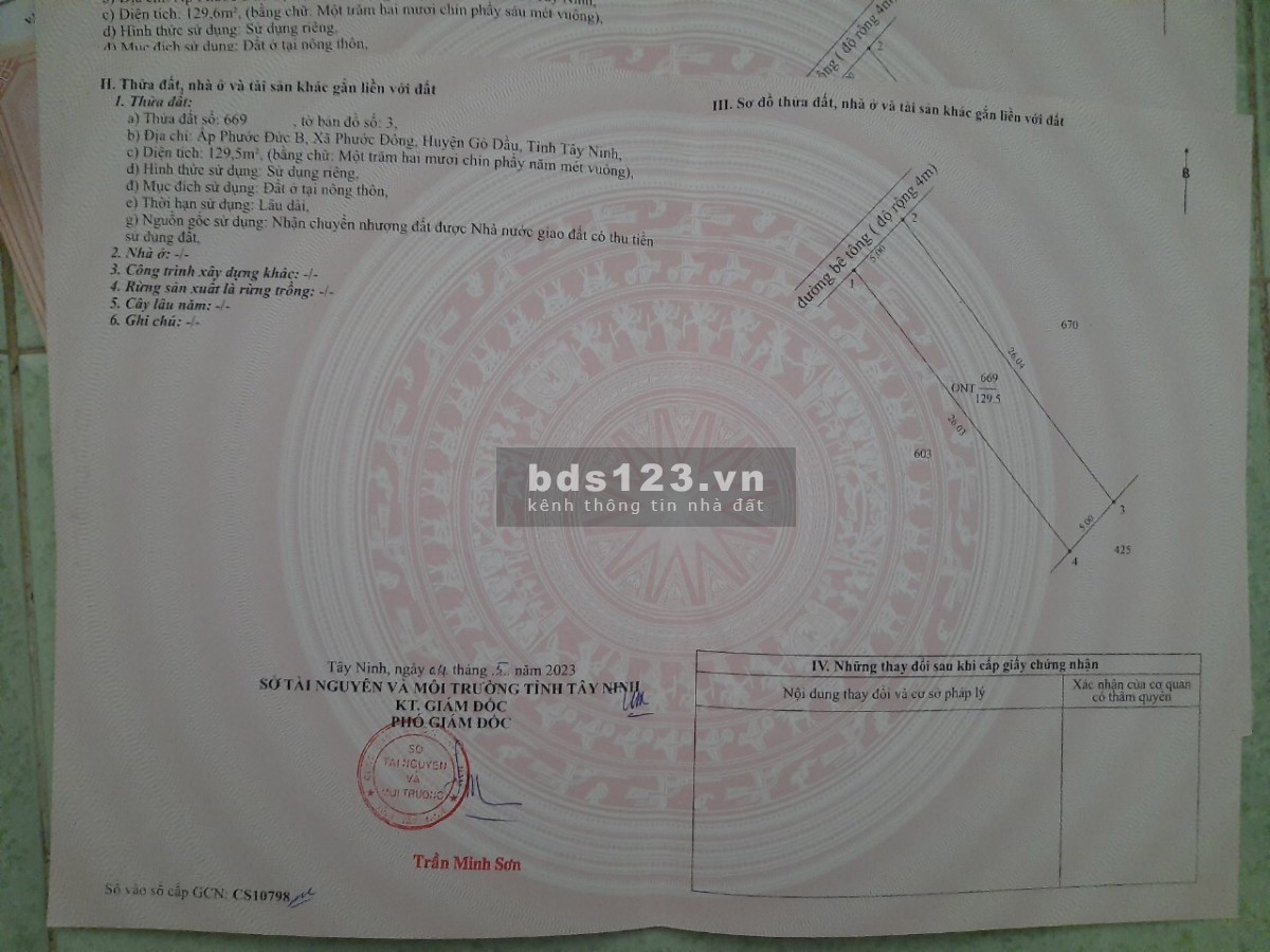 Kẹt tiền bán gấp lô 130M đất kế bên KCN Phước Đông Đất nằm 2/đường lộ DT782, Tây Ninh Gía 450triêu