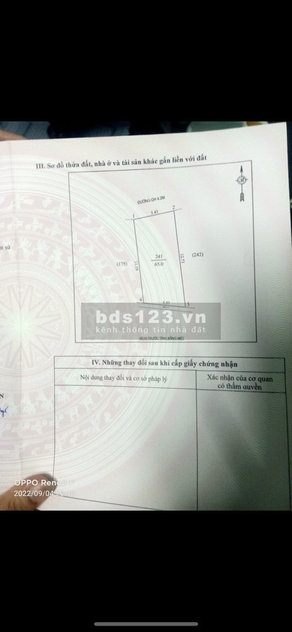 Chỉ hơn tỷ có đất Quán bàu - trung tâm Tp.Vinh