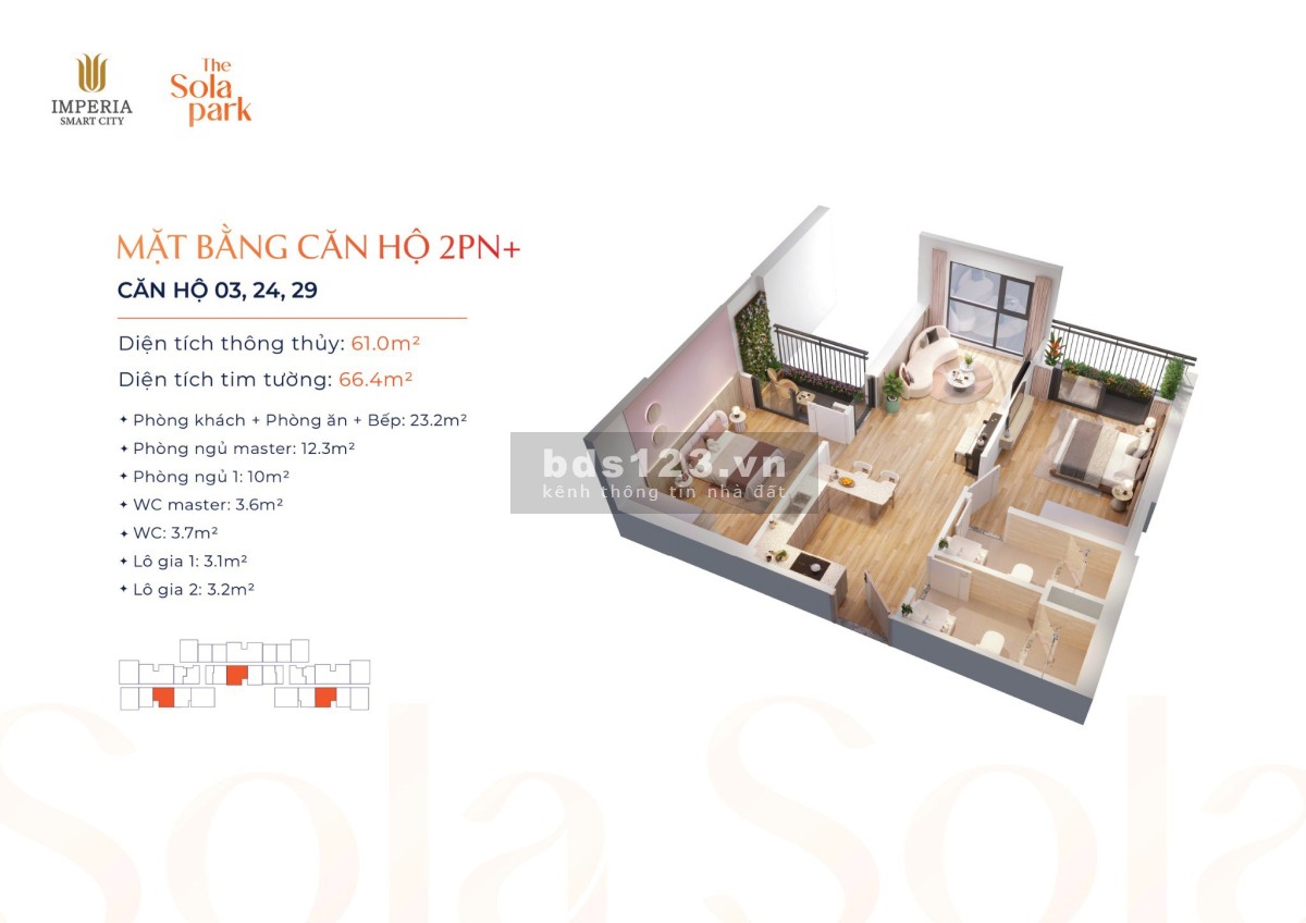 Bán căn hộ 2PN+ có thiết kết tối ưu và giá tốt nhất tại Vinhomes Smart City