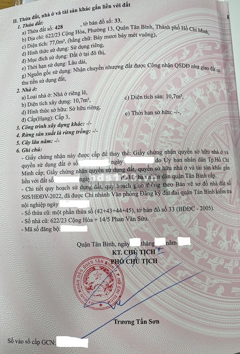 Bán nhà đường Cộng Hòa Phường 13, Quận Tân Bình, 2 mặt tiền 10m và 4m, , HCM, 77m2, 10.3 tỷ