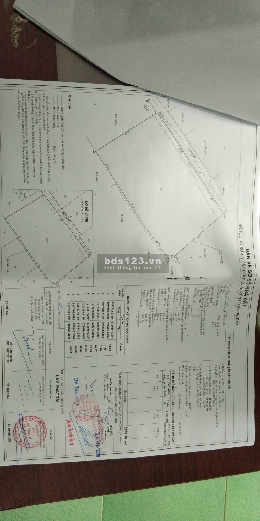 Chính chủ cần bán lô đất 3878.2 m2 vuông vứt, bằng phẳng thổ cư 3602.5m2