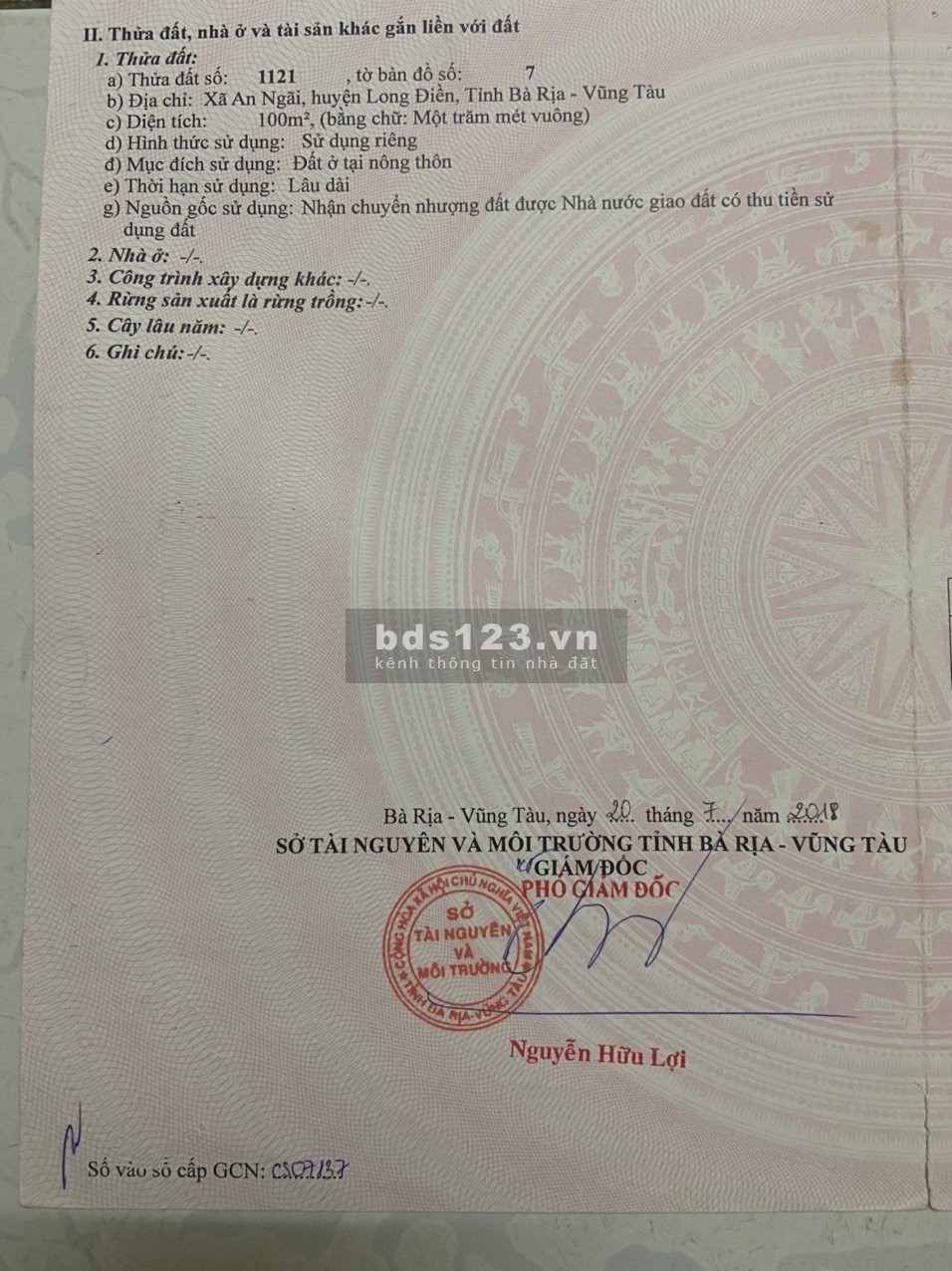 Bán đất nền xã An Ngãi, huyện Long Điền, Bà Rịa Vũng Tàu