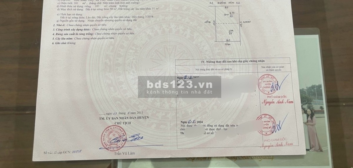 ️Lô đất 101m có 50m thổ cư khu J106 xã Thuỷ Xuân Tiên, CMy Hơn 1 tỷ - Mặt tiền 8m