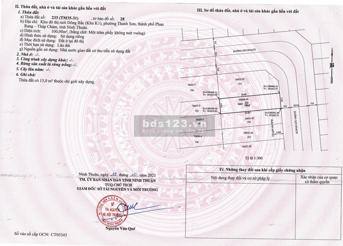Đất trung tâm thành phố K1, thành phố Phan Rang - Tháp Chàm, Ninh Thuận