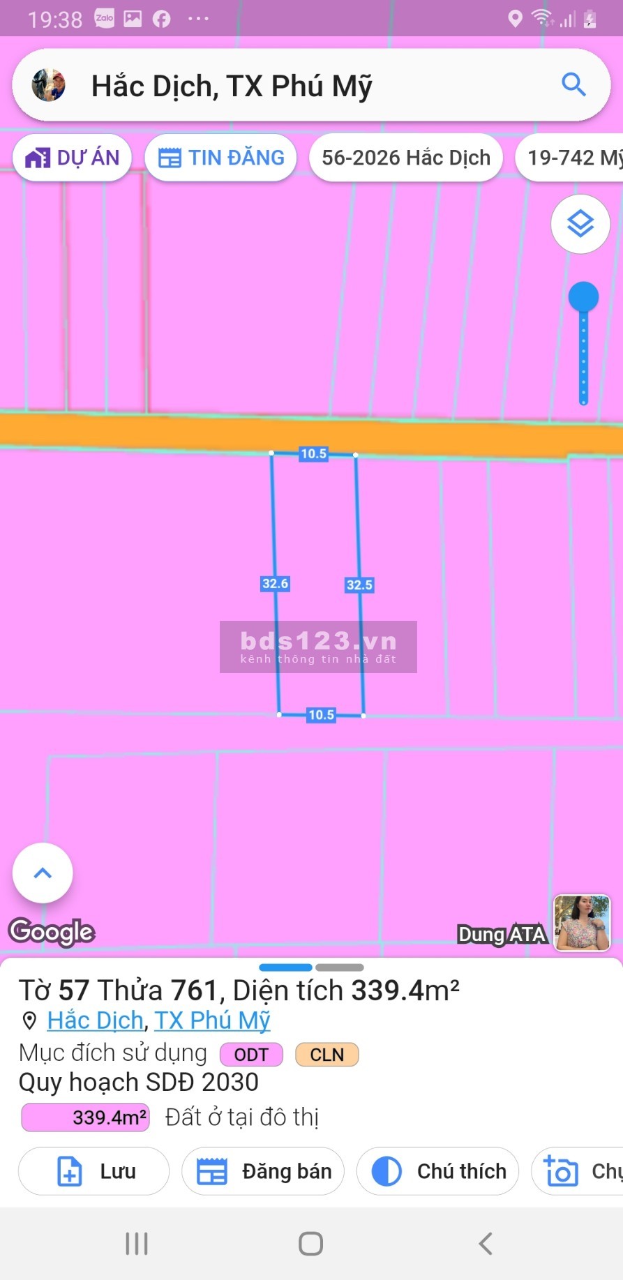 Bán đất thổ cư 339m2 khu phố 4 phường hắc dịch