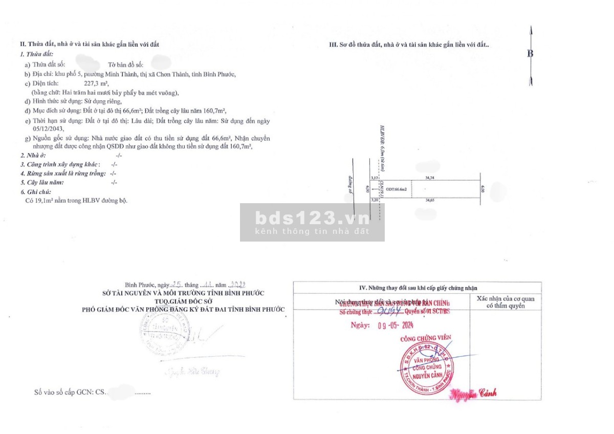 Đất xây trọ ngang 6m x 38m cách khu công nghiệp Becamex Chơn Thành chỉ 800m.