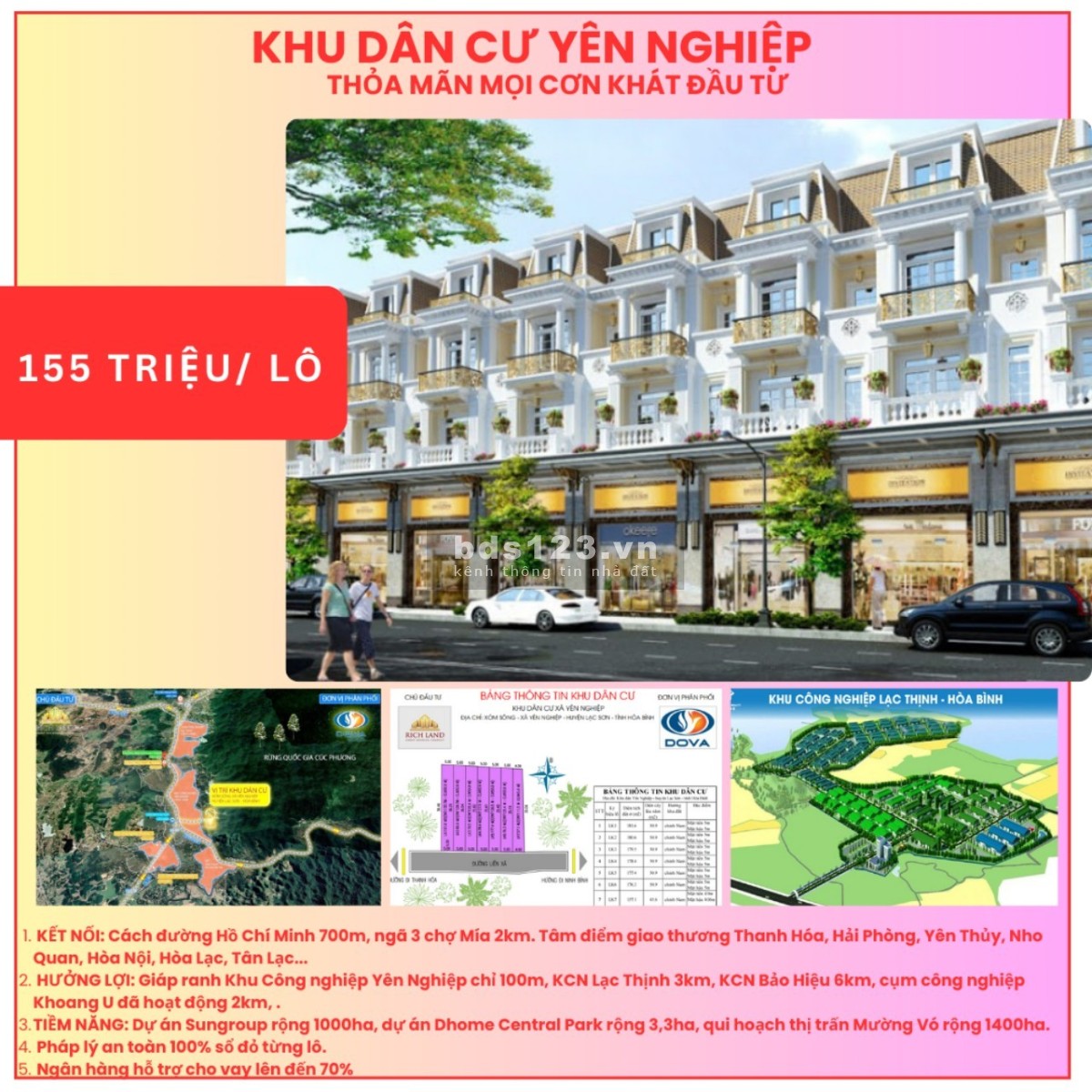 Duy nhất chỉ 155 triệu - 197triệu Quý khách hàng đã sở hữu lô đất đẹp tại Hoà Bình