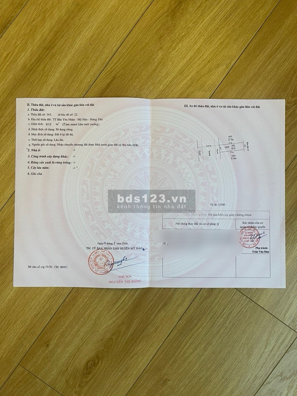 Chính chủ cần bán Đất 85m2 phường Bần Mỹ Hào Giá 3,7 tỷ