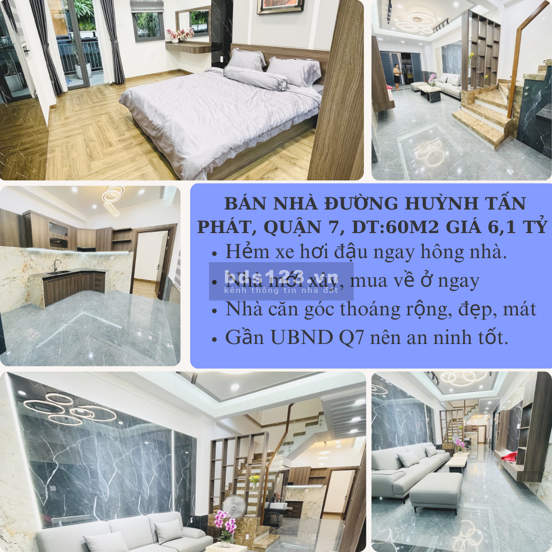 Bán nhà đường Huỳnh Tấn Phát, xe hơi đậu ngay hông nhà, gần UBND Q7, DT 60m2 giá chỉ 6tỷ1 còn TL.
