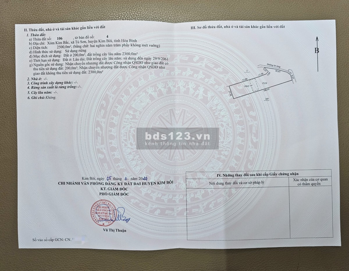CHÍNH CHỦ bán lô đất nghỉ dưỡng 2500m2, mặt tiền dài 24m tại Kim Bôi, Hòa Bình
