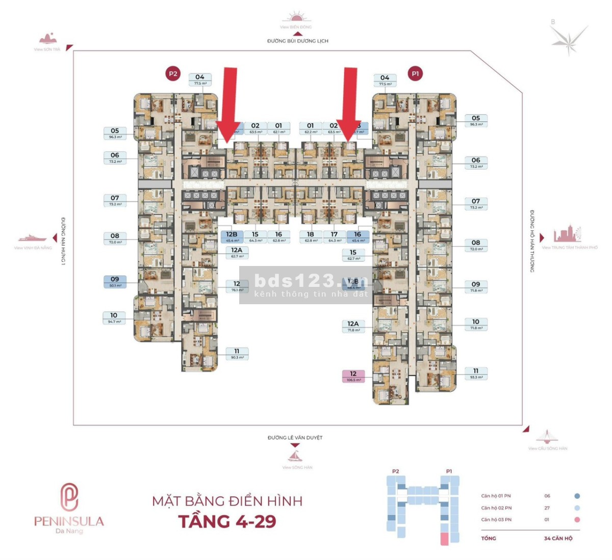 Căn 2PN view trực diện sông Hàn giai đoạn 1