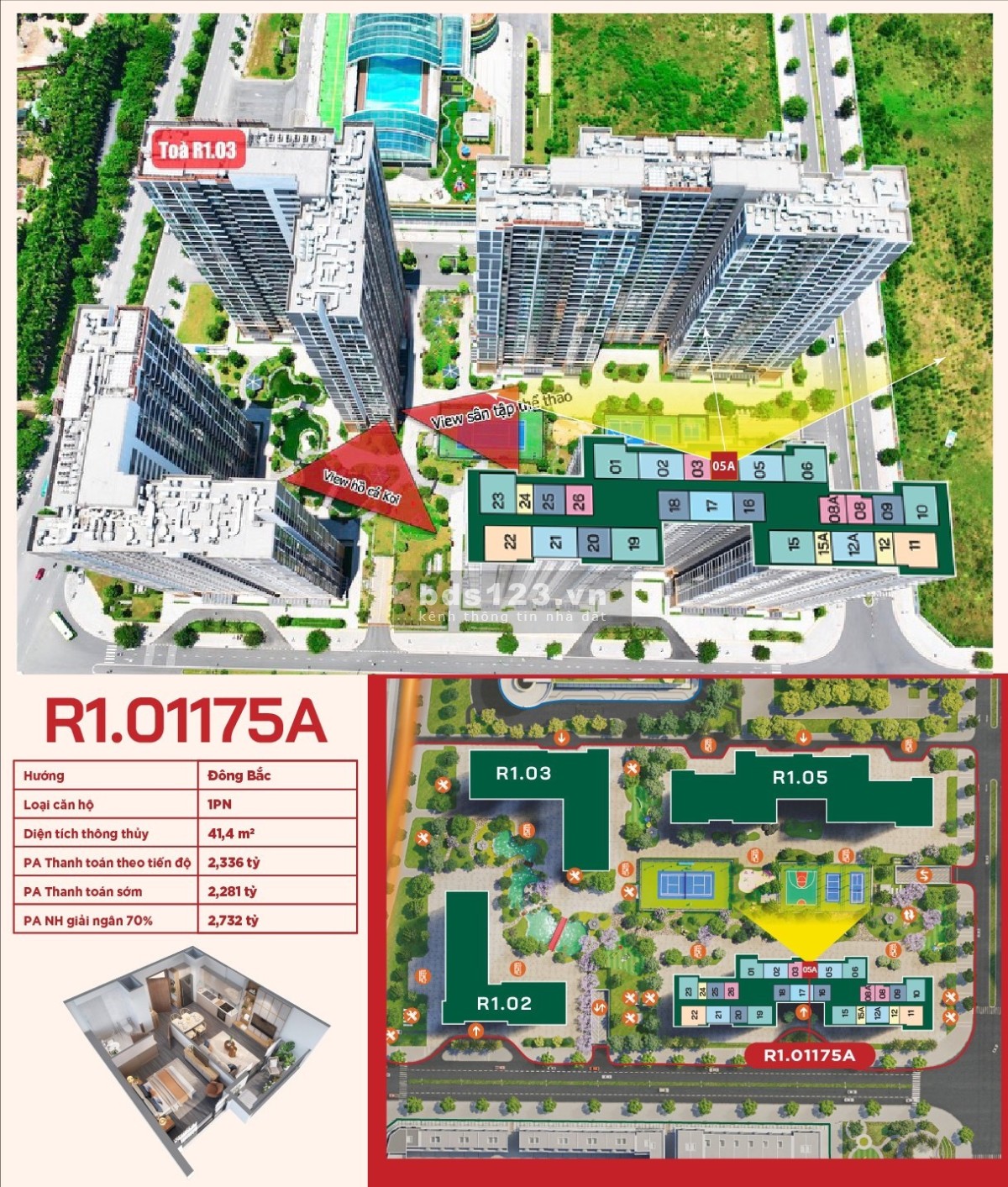 Bán căn hộ 1N phân khu The Zenpark. Giá nhỉnh 50tr/m