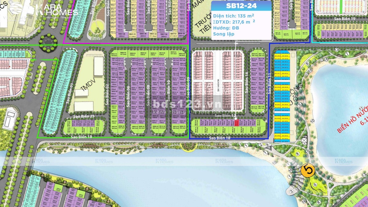 Bán biệt thự song lập Sao Biển 135m2 tại Vinhome Gia Lâm